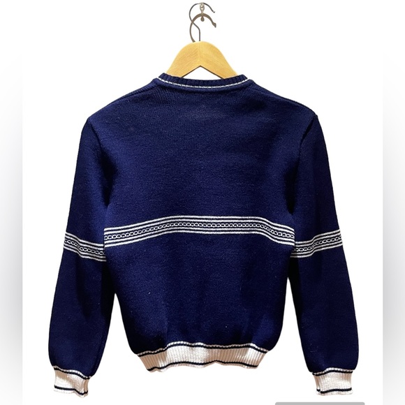 Navy blue/white striped V-neck sweater - Picture 2 of 5